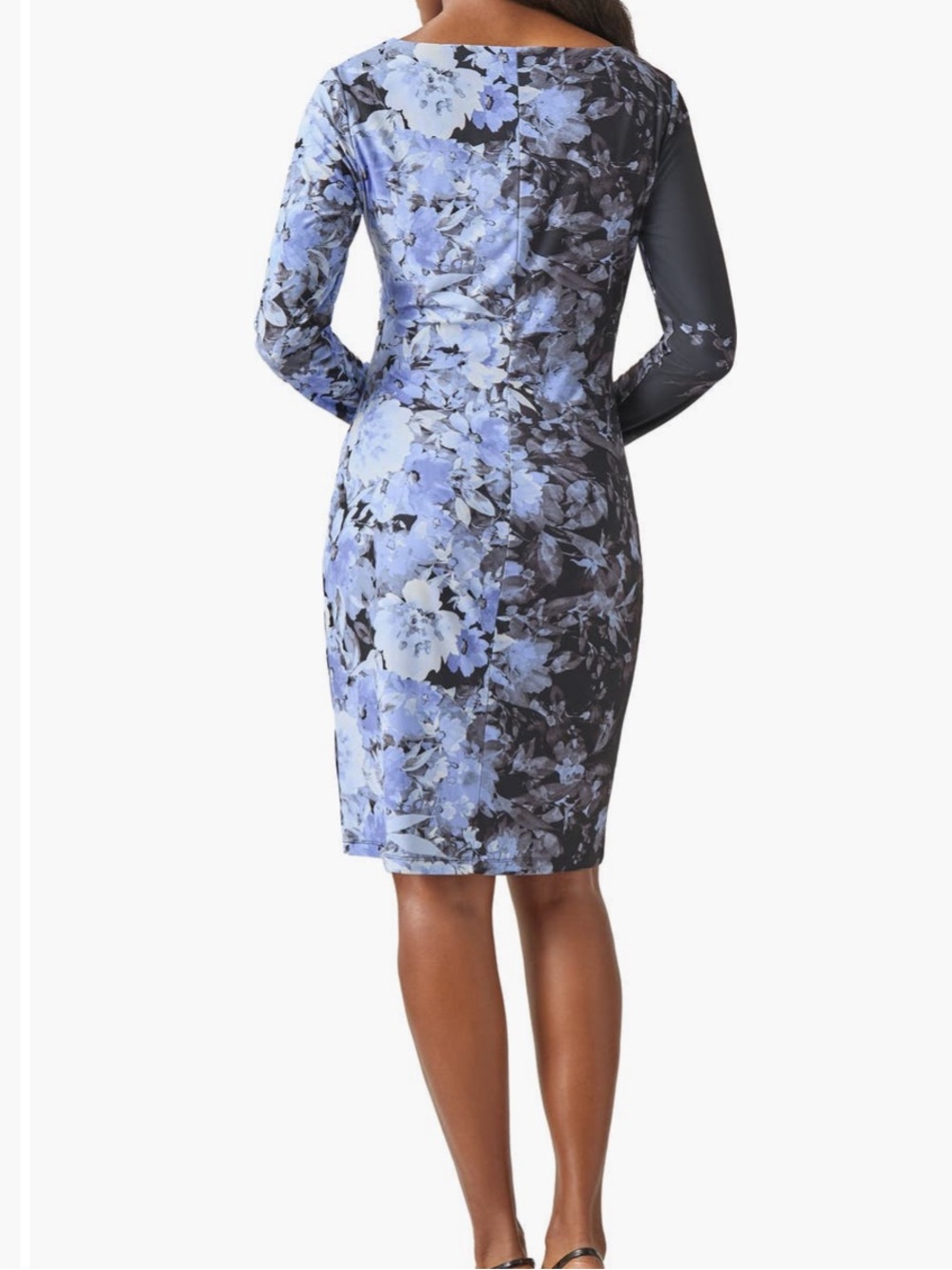 NWT Kasper Black Blue Floral Ruched Sheath Dress XL - Picture 3 of 7